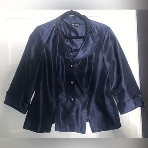 Dana Kay navy metallic‎ button up collared blouse size 10